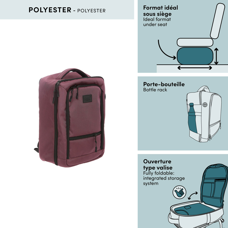 Sac à dos cabine, 18l, violet