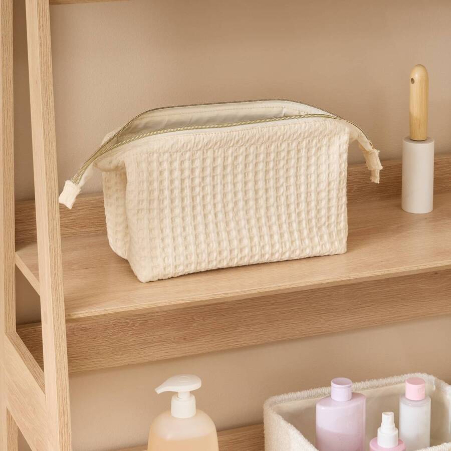 Trousse de toilette, l.27 x h.16 cm, beige Waffle