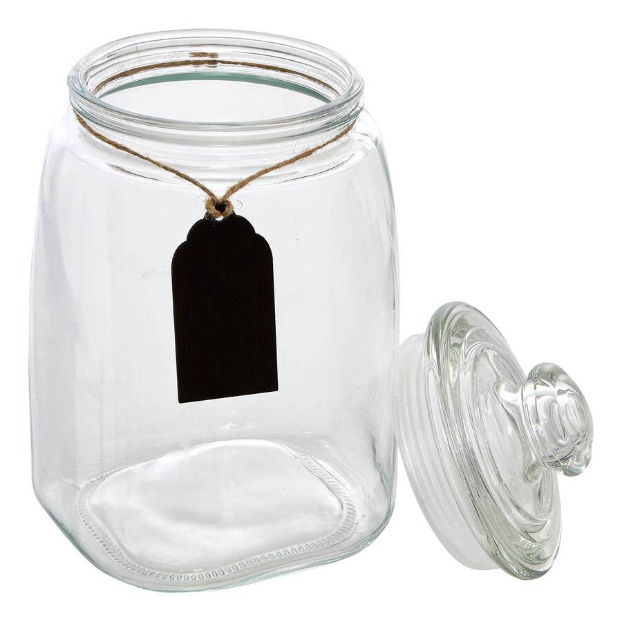 Bonbonnière en verre avec ardoise, 2l, transparent Bonby