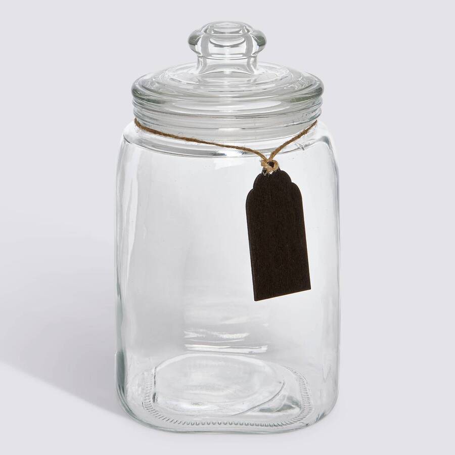 Bonbonnière en verre avec ardoise, 2,8l, transparent Bonby
