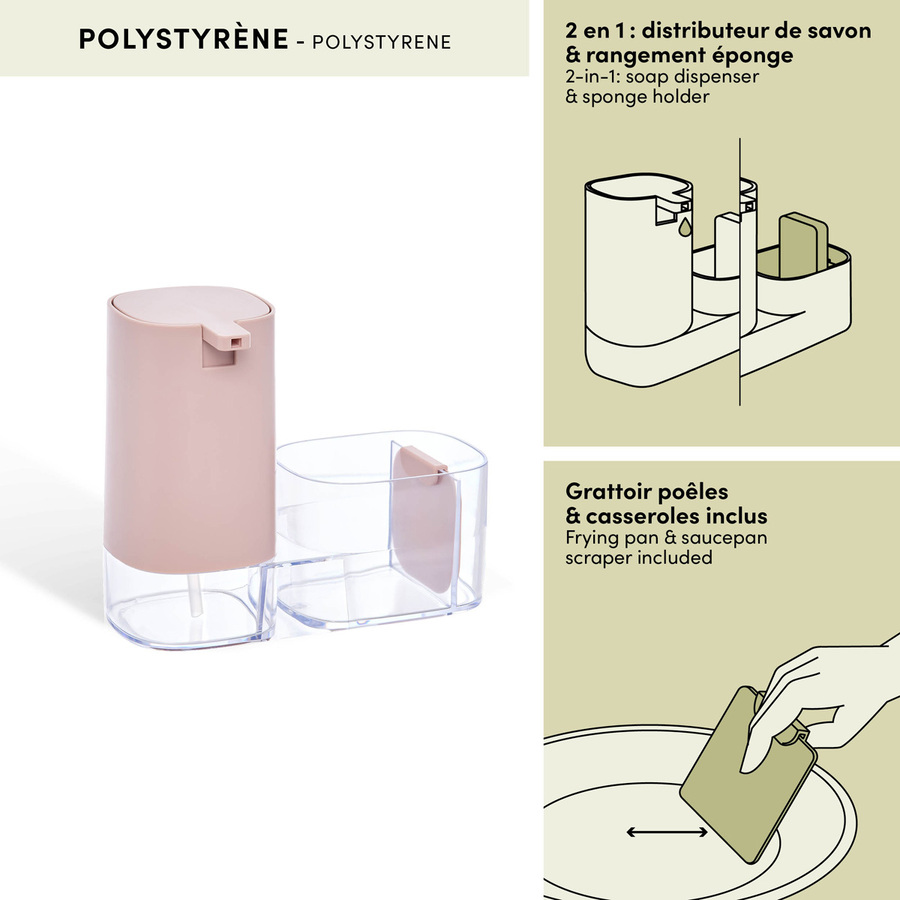 Distributeur de savon, 540ml, rose Poly
