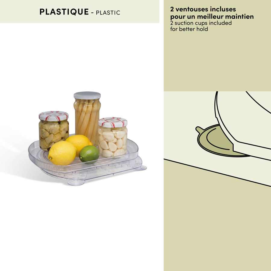 Organiseur pivotant, 39x29 cm, transparent Smart fridge