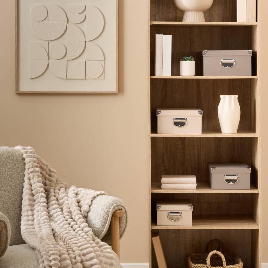 Lot de 4 boîtes de rangement, beige et brun Box'