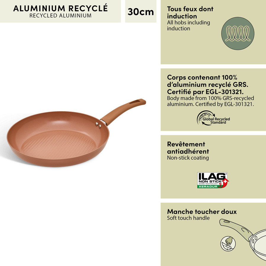 Poêle, d.30 cm, aluminium recyclé, rose blush Harmony