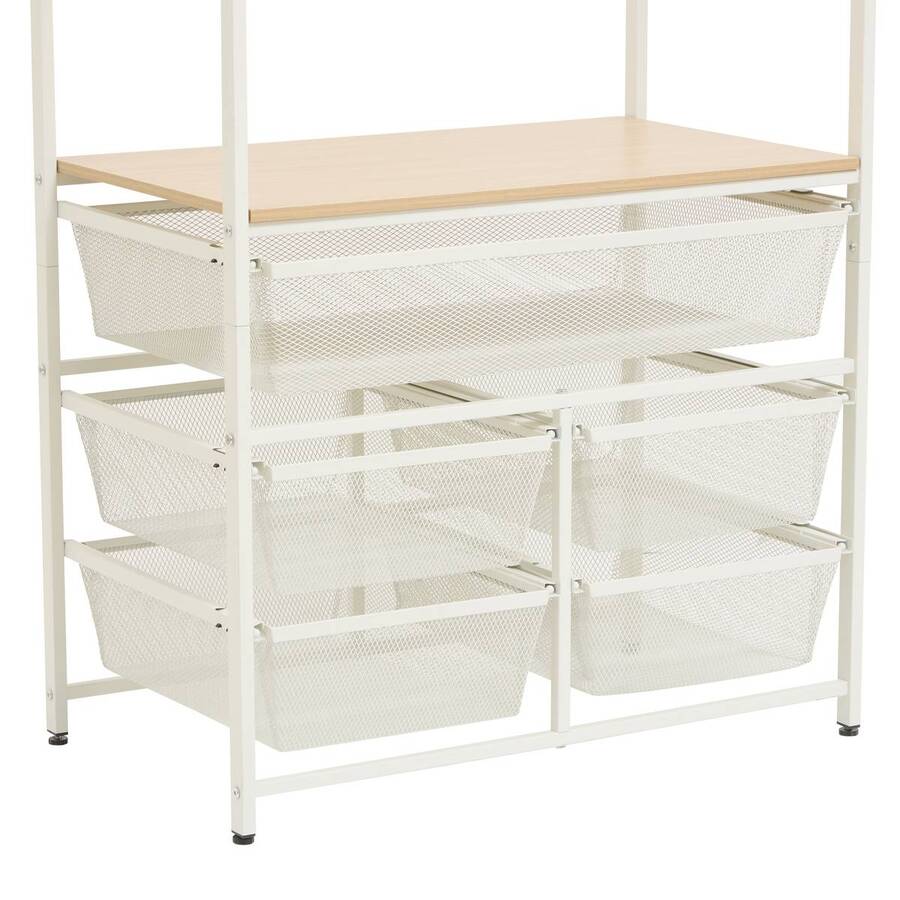 Portant à vêtements 5 tiroirs, 173,5x75 cm, blanc Meshy