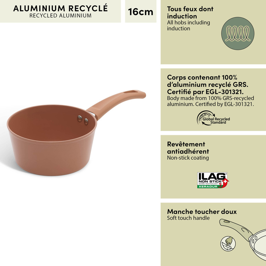 Casserole, aluminium recyclé, d.16 cm, rose blush Harmony