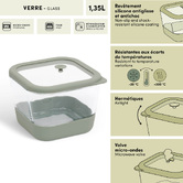 Boîte de conservation, 1,35l, verre borosilicate Siliglass