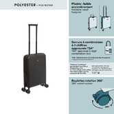 Valise cabine pliable 8 roues, 40l, noir