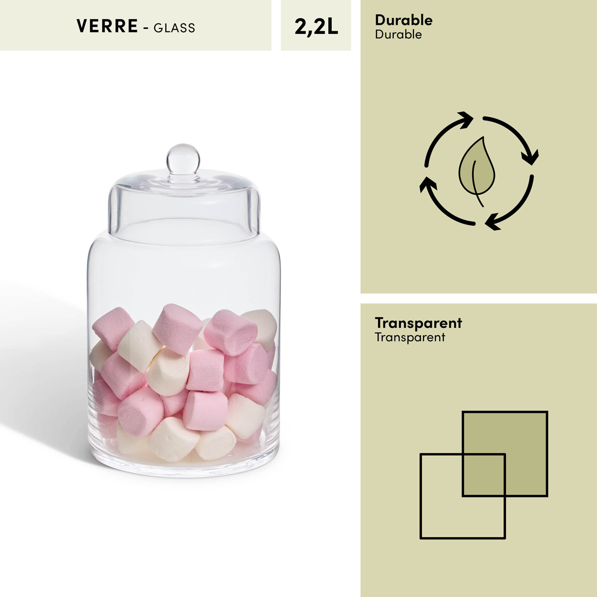 Bonbonnière en verre, 2,2l, transparent Ambroisia