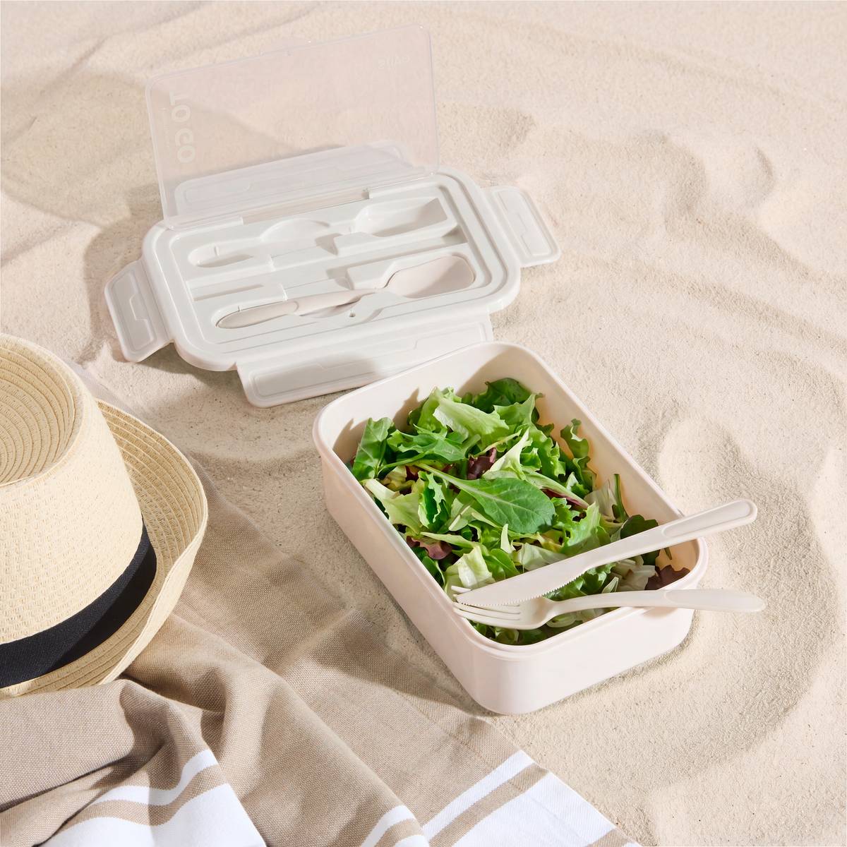 Lunch box avec couverts, 1,2l, argile