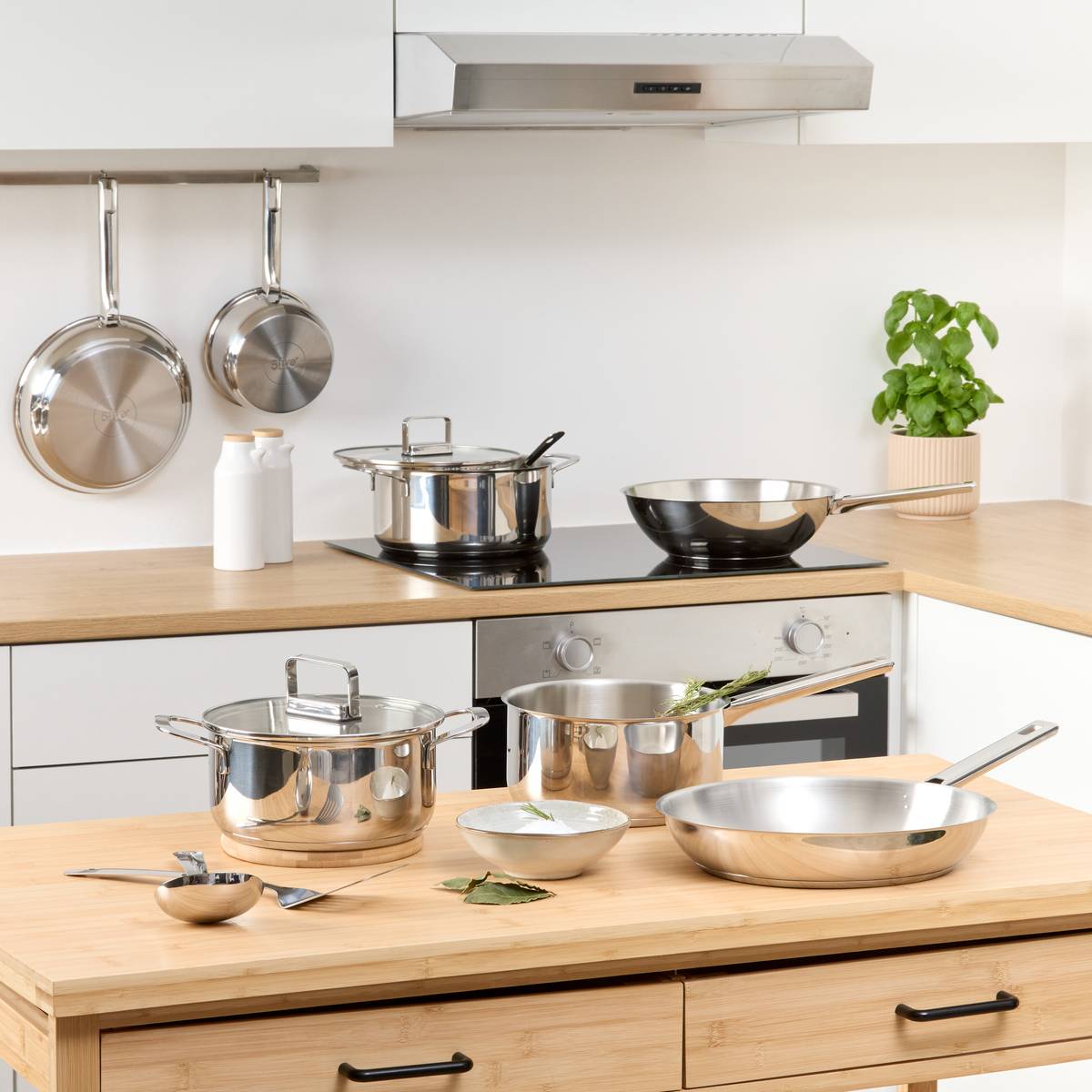 Set de 3 ustensiles de cuisine, l.33 cm, argent Brillance