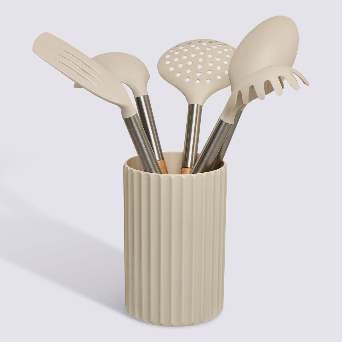 Set pot et 5 ustensiles, d.6,2 cm, crème Equilibre