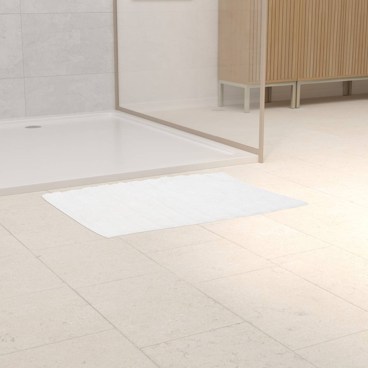 Tapis cotelé, coton, 75x50 cm, blanc Solis