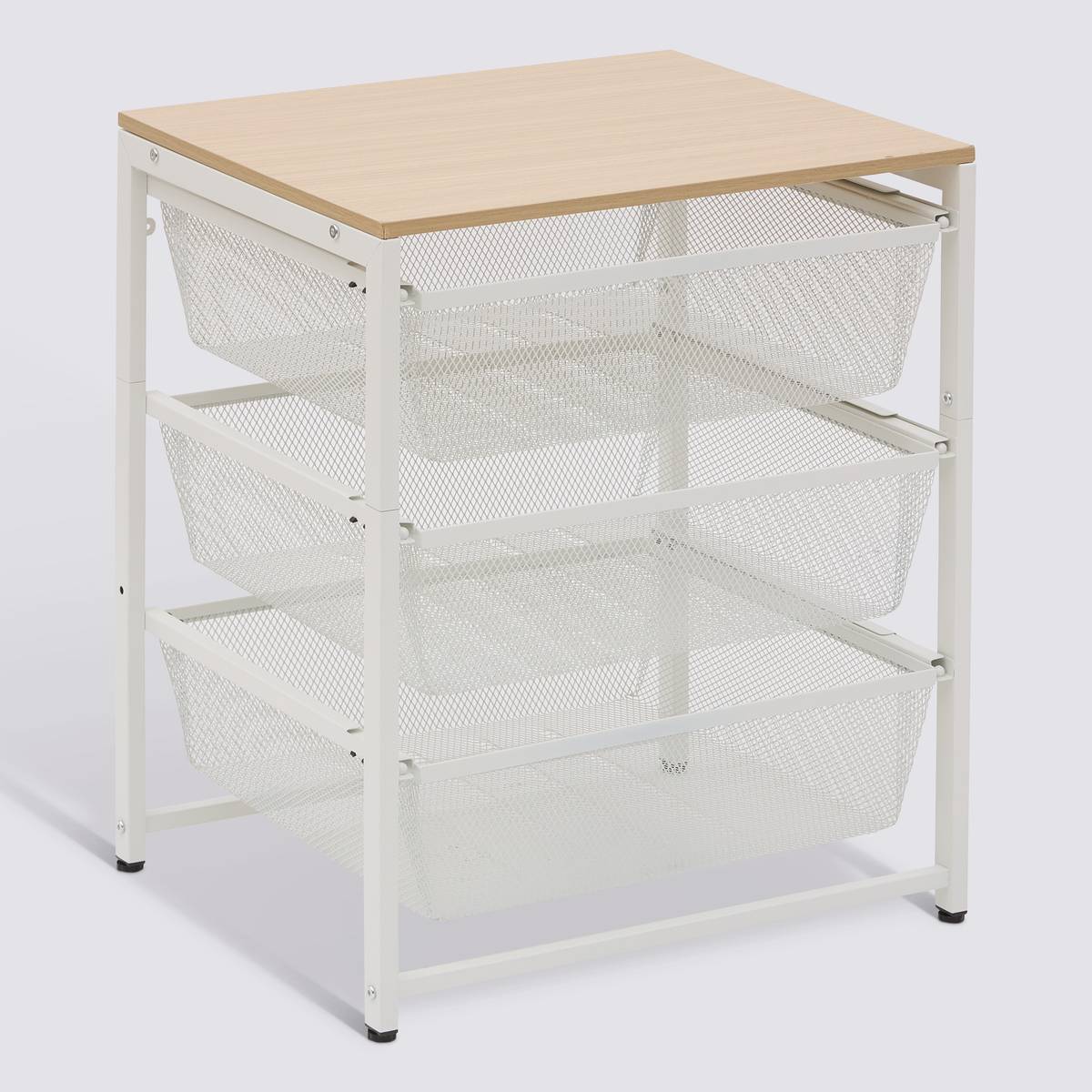 Colonne de rangement 3 tiroirs, h.72,5 cm, blanc Meshy