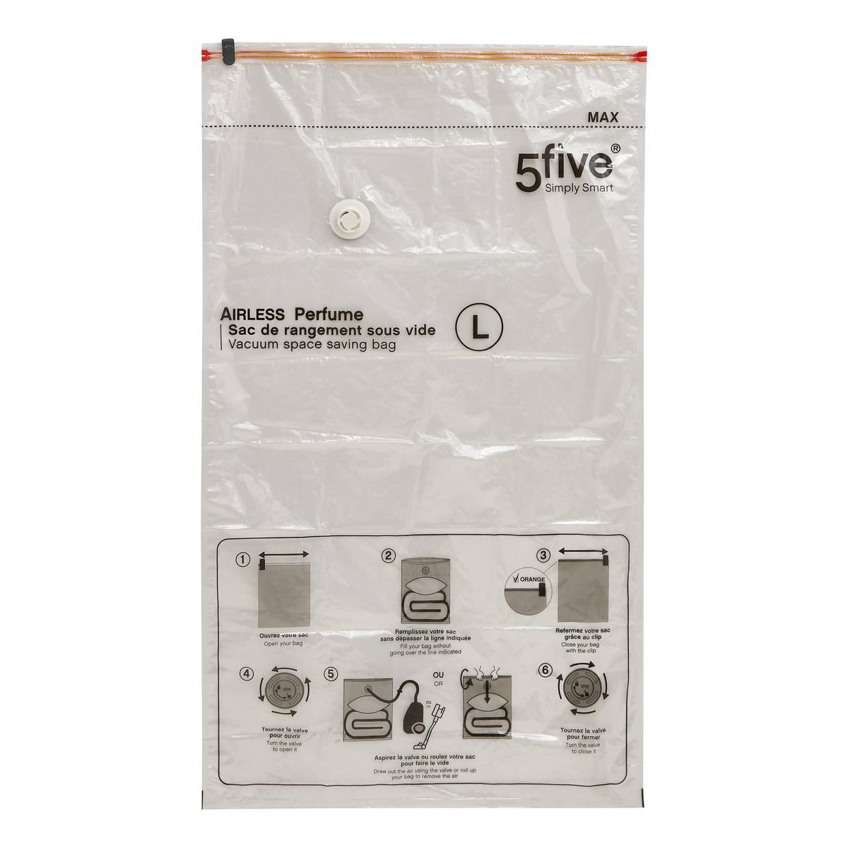 Lot de 4 sacs compresseurs avec pompe, l.59/80/120 cm, transparent Airless