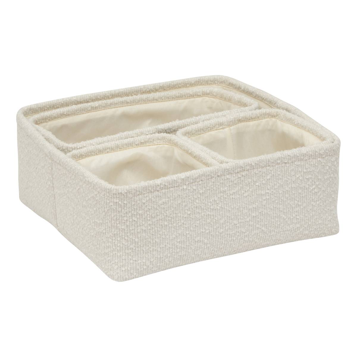 Lot de 4 paniers de rangement, l.15/29,5/32 cm, blanc