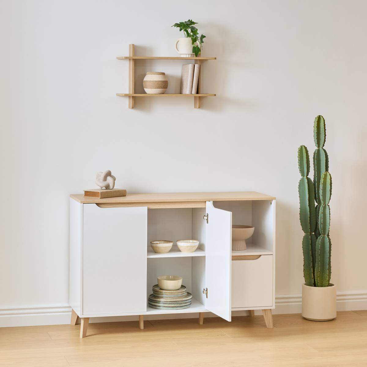 Buffet 3 portes, 120x40 cm, blanc
