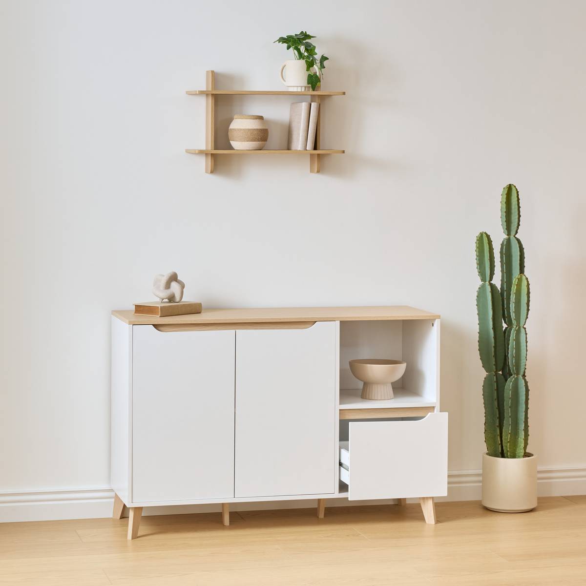 Buffet 3 portes, 120x40 cm, blanc