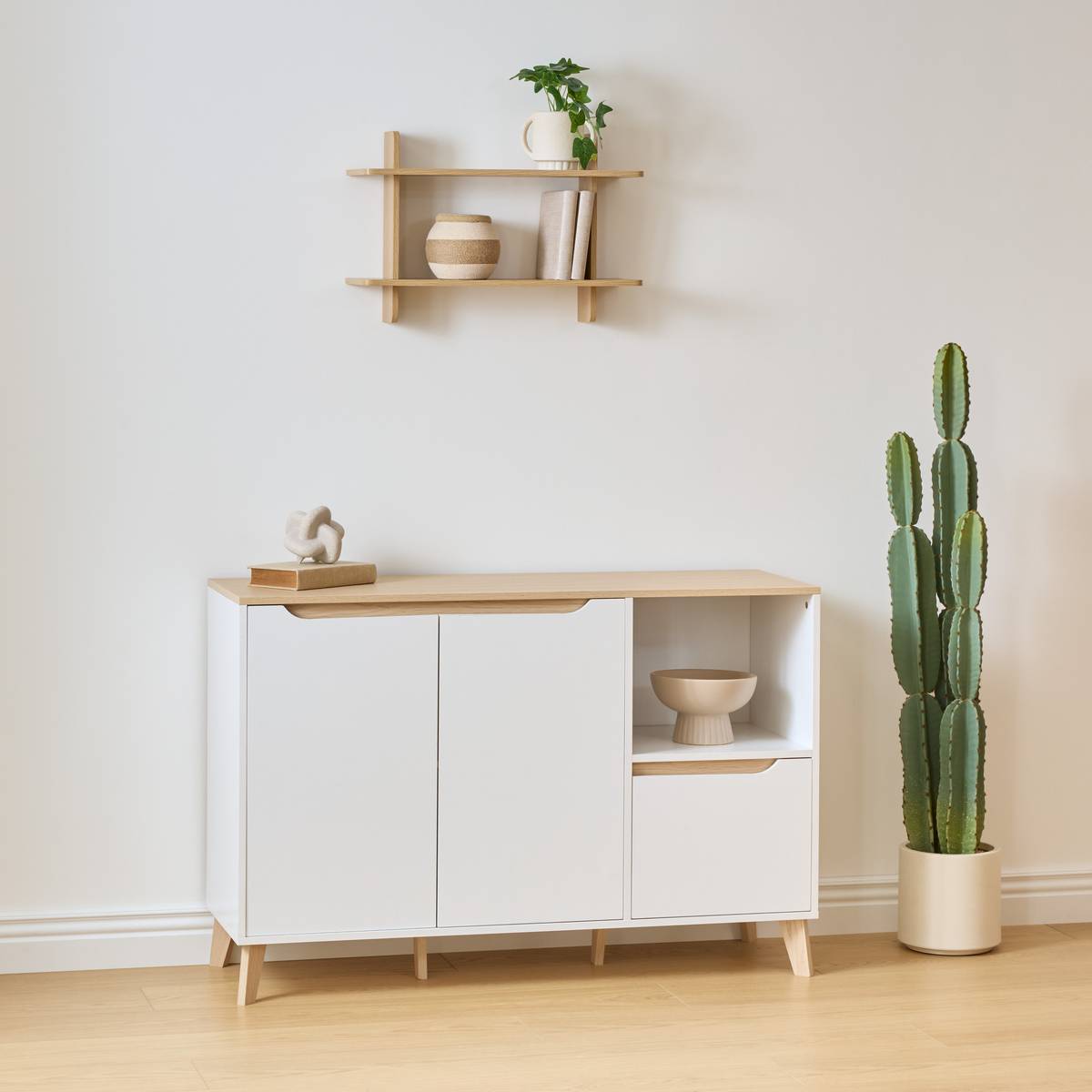 Buffet 3 portes, 120x40 cm, blanc
