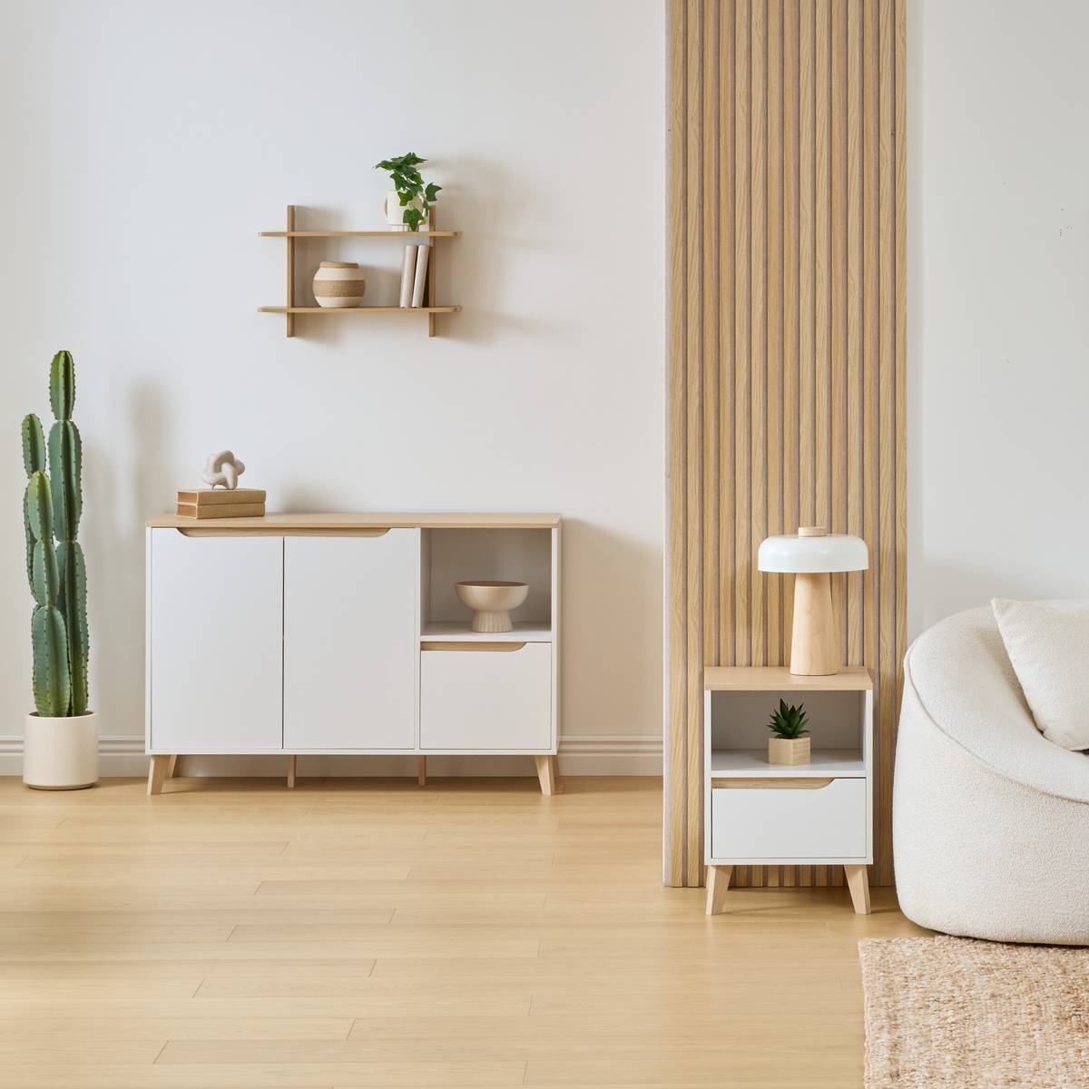 Buffet 3 portes, 120x40 cm, blanc