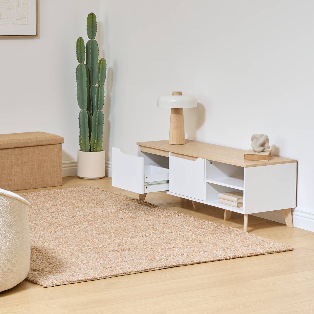 Meuble tv 2 portes, 120x40 cm, blanc Luma