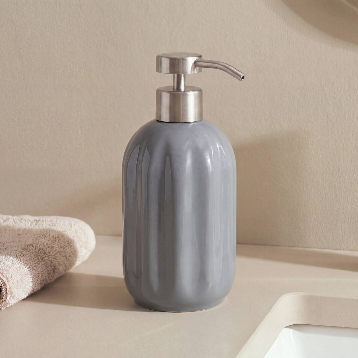 Distributeur de savon, 0,45l, gris Colorama