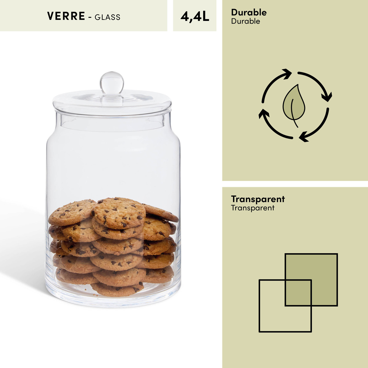Bonbonnière en verre, 4,4l, transparent Ambroisia