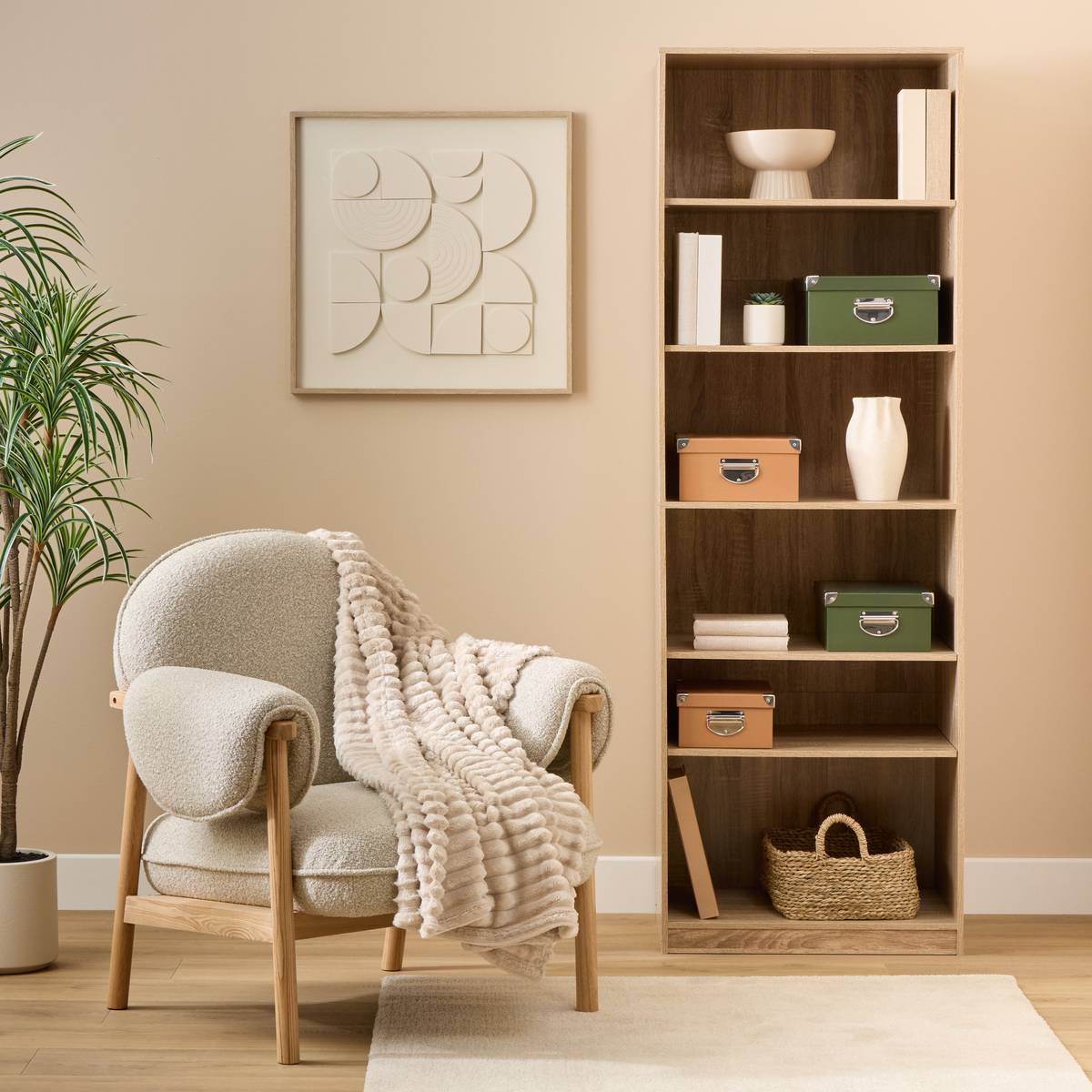 Lot de 4 boîtes de rangement, vert kaki et orange