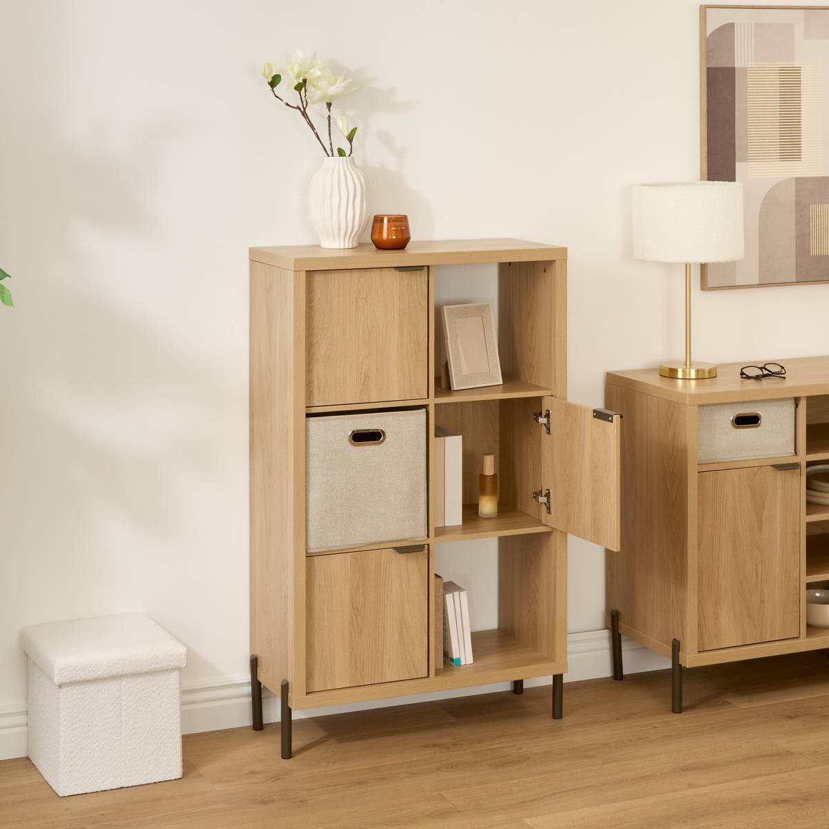 Étagère 6 cases, 74x32 cm, beige Alvo