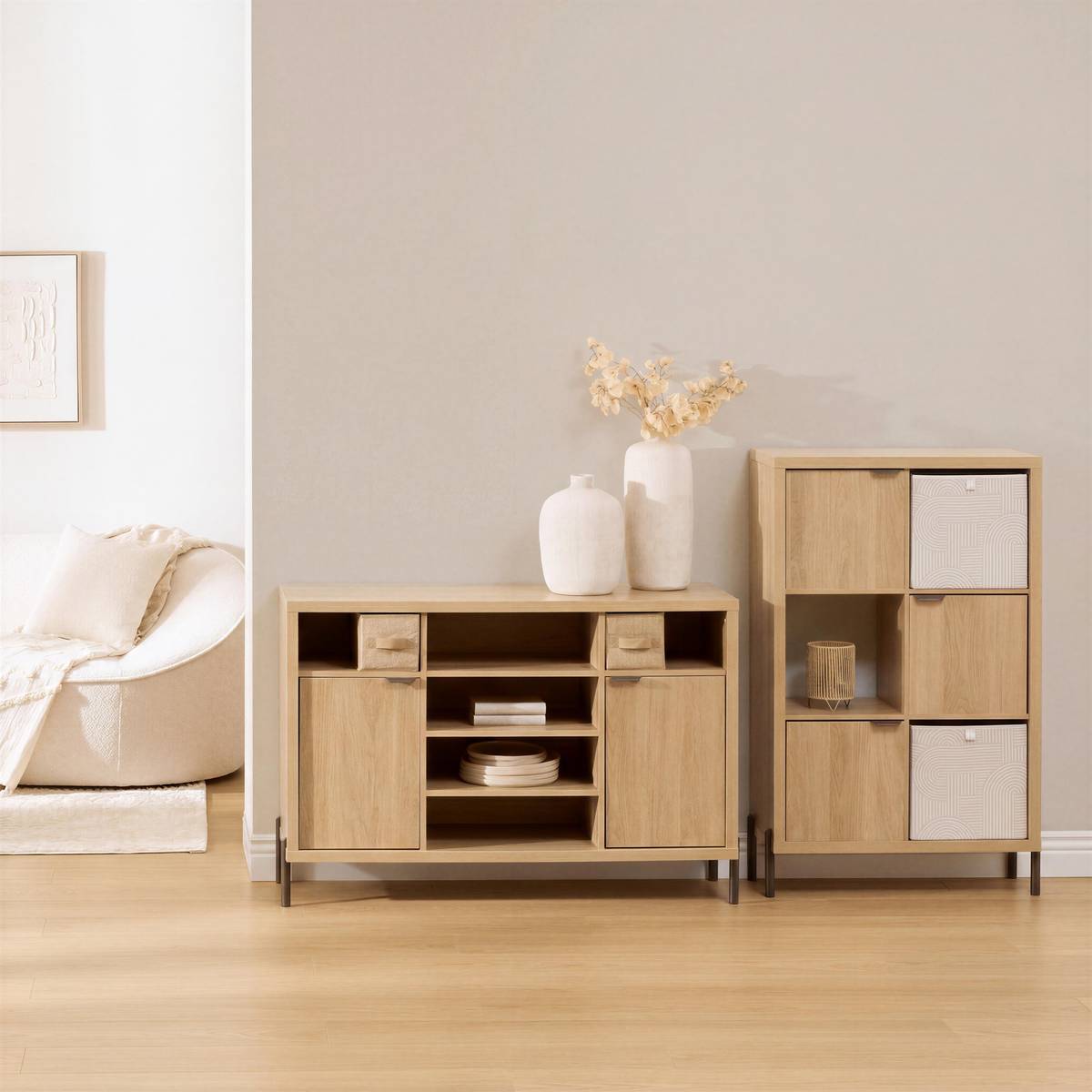 Étagère 6 cases, 74x32 cm, beige Alvo