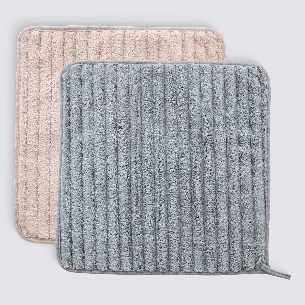 Lot de 2 chiffons, 30x30 cm, argile et gris