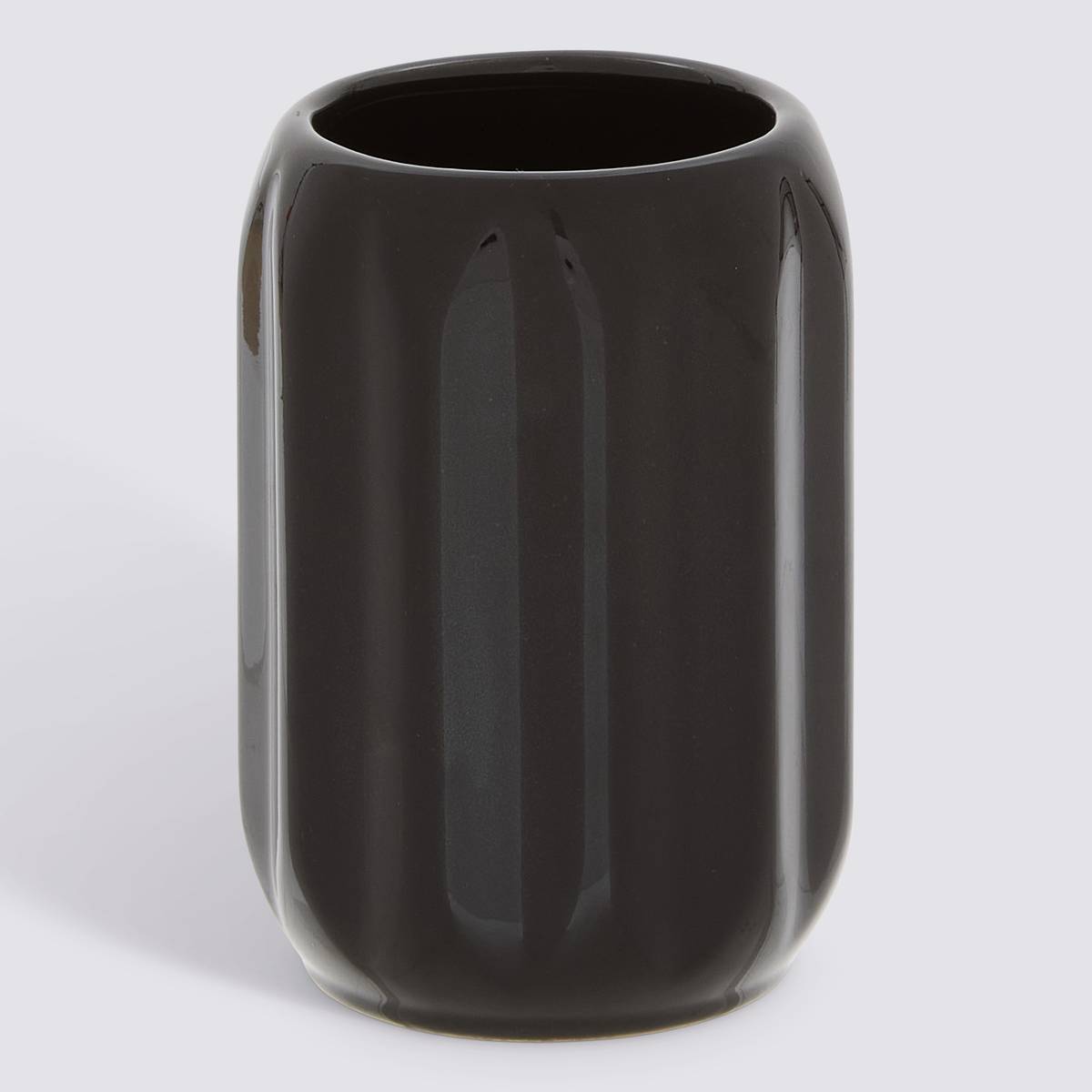Porte-brosse à dents, d.8 x h.11,9 cm, grès, noir Colorama