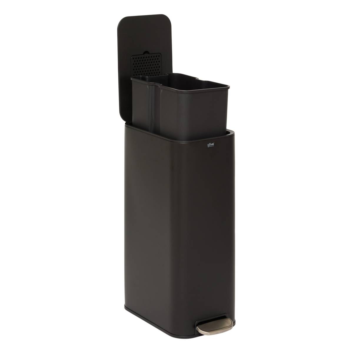 Poubelle manuelle slim, 30l, noir Delta