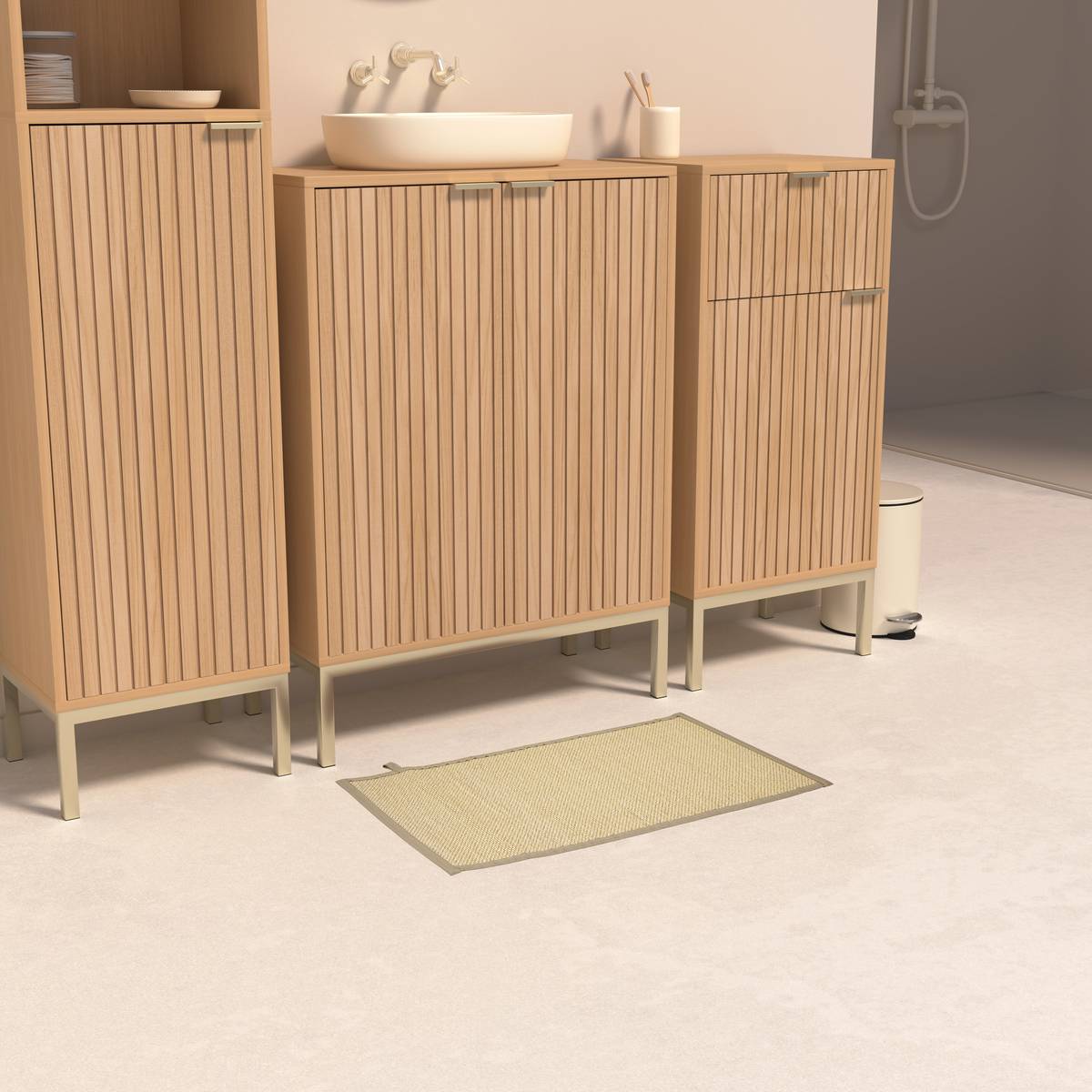 Tapis, bambou, 80x50 cm, beige Stemy
