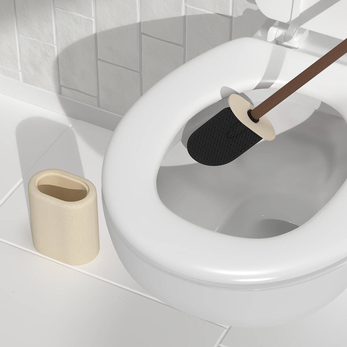 Brosse wc, h.39 cm, argile