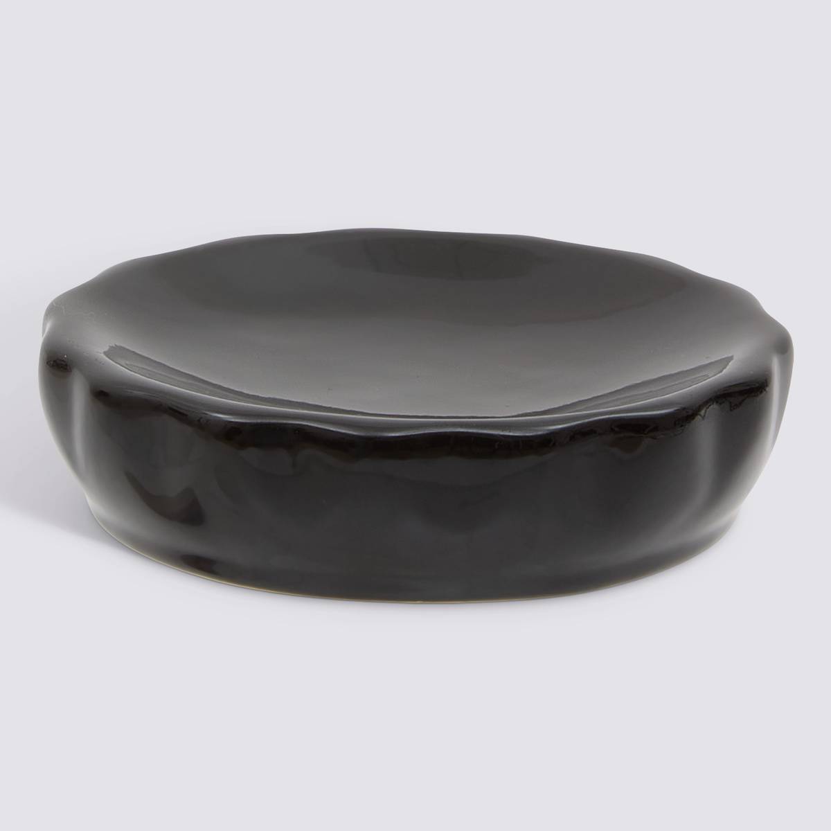 Porte-savon, d.11 cm, grès, noir Colorama