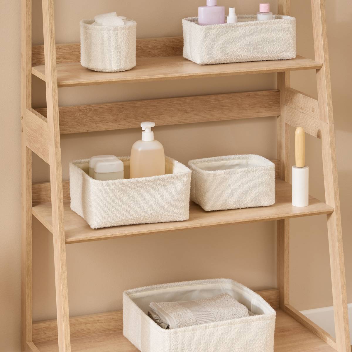 Lot de 2 paniers de rangement, l.20,5/26,5 cm, blanc