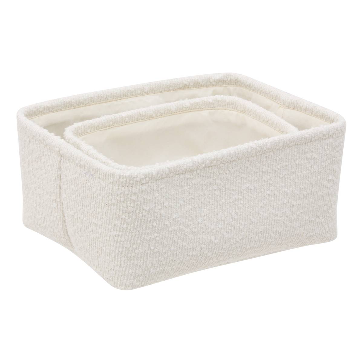 Lot de 2 paniers de rangement, l.20,5/26,5 cm, blanc