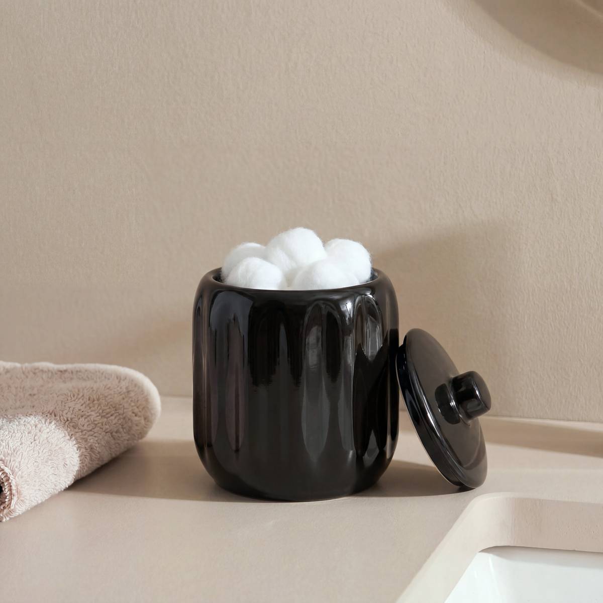 Pot à cotons, d.12,5 cm, noir Colorama
