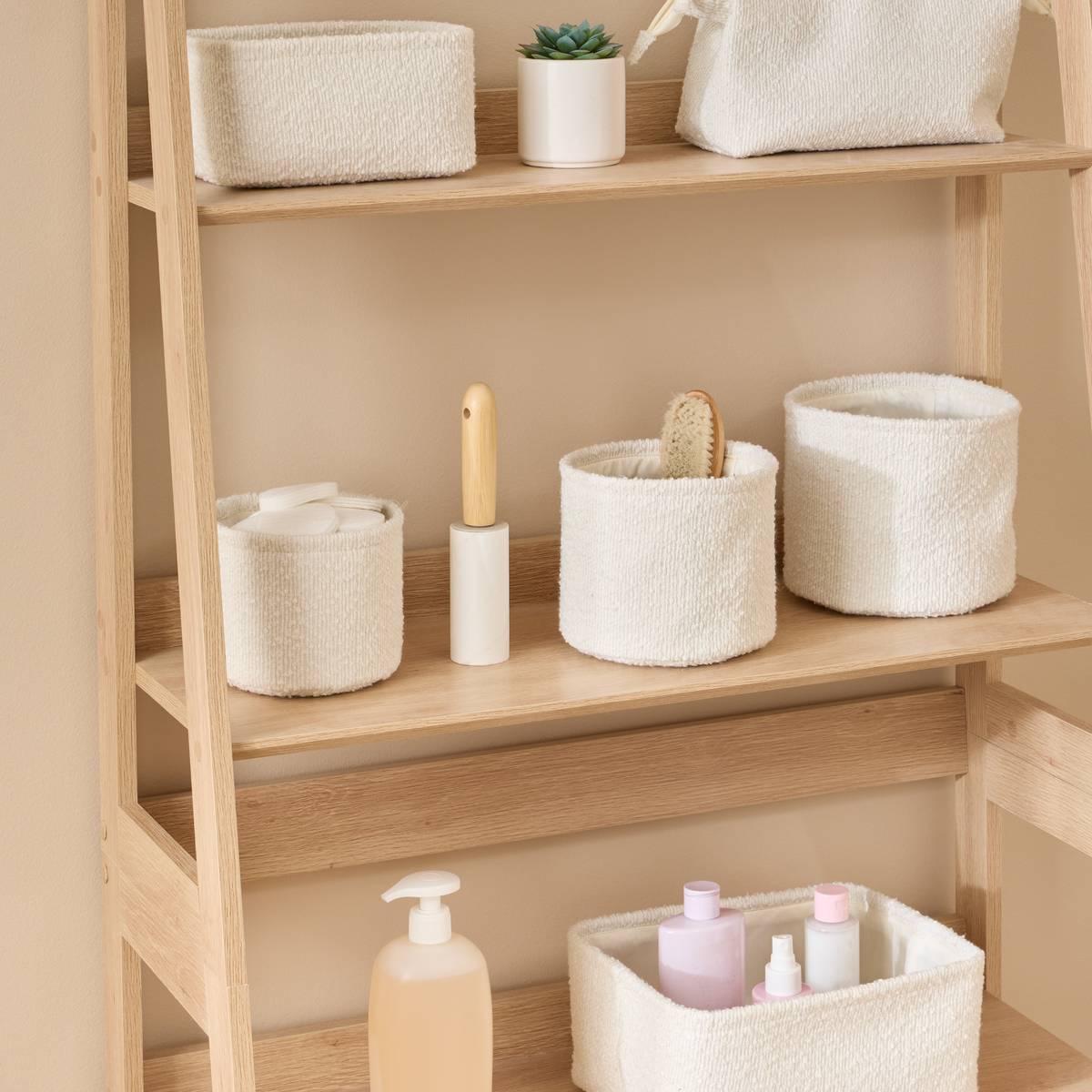 Lot de 3 paniers de rangement, d.14/16/18 cm, blanc Bouclette