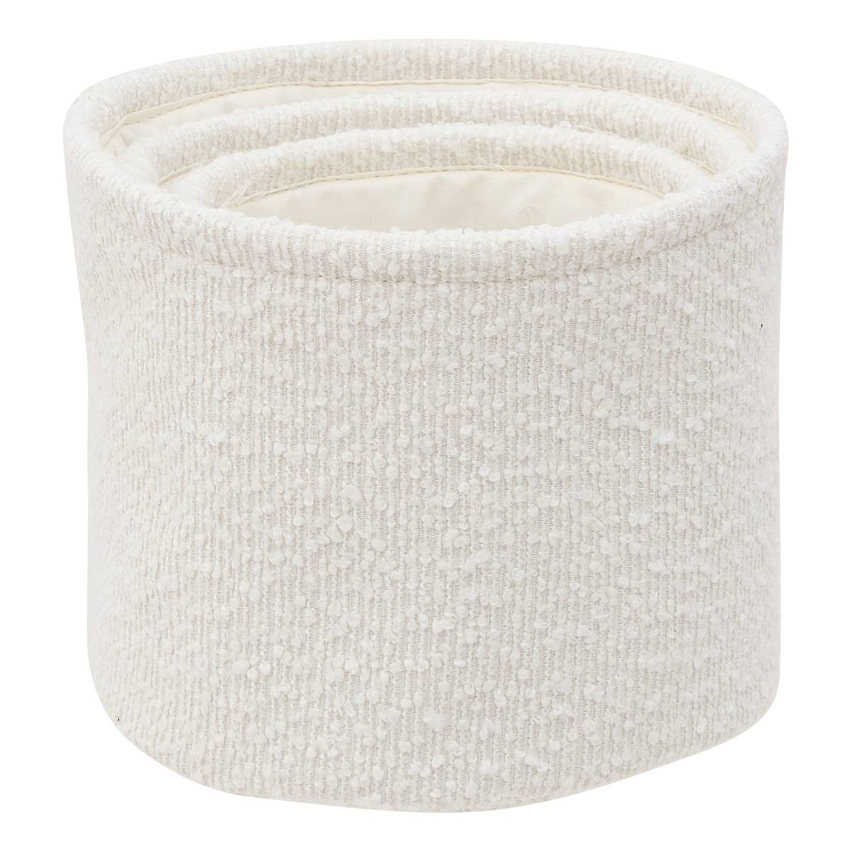 Lot de 3 paniers de rangement, d.14/16/18 cm, blanc Bouclette