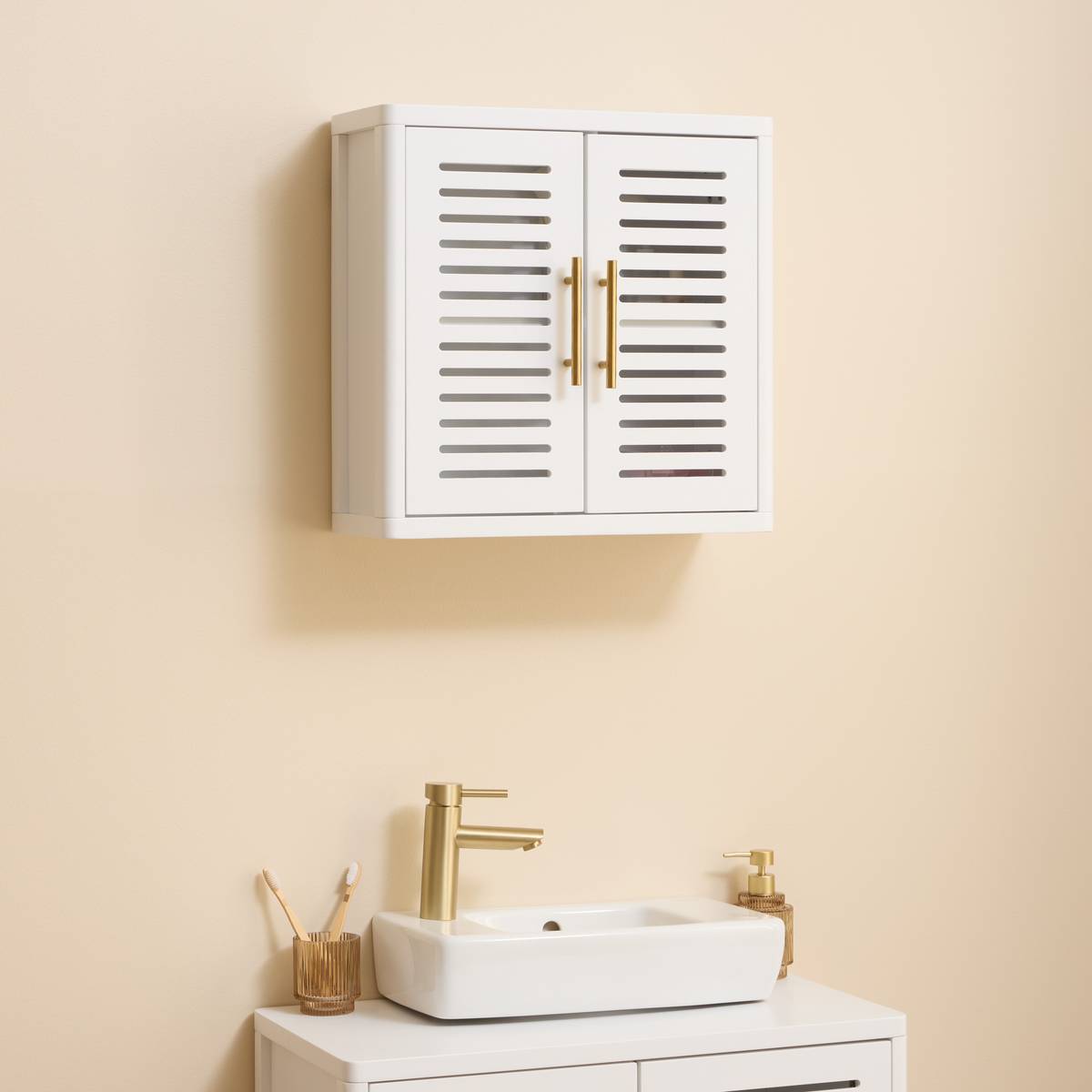 Meuble haut 2 portes, 50x20 cm, blanc Orea