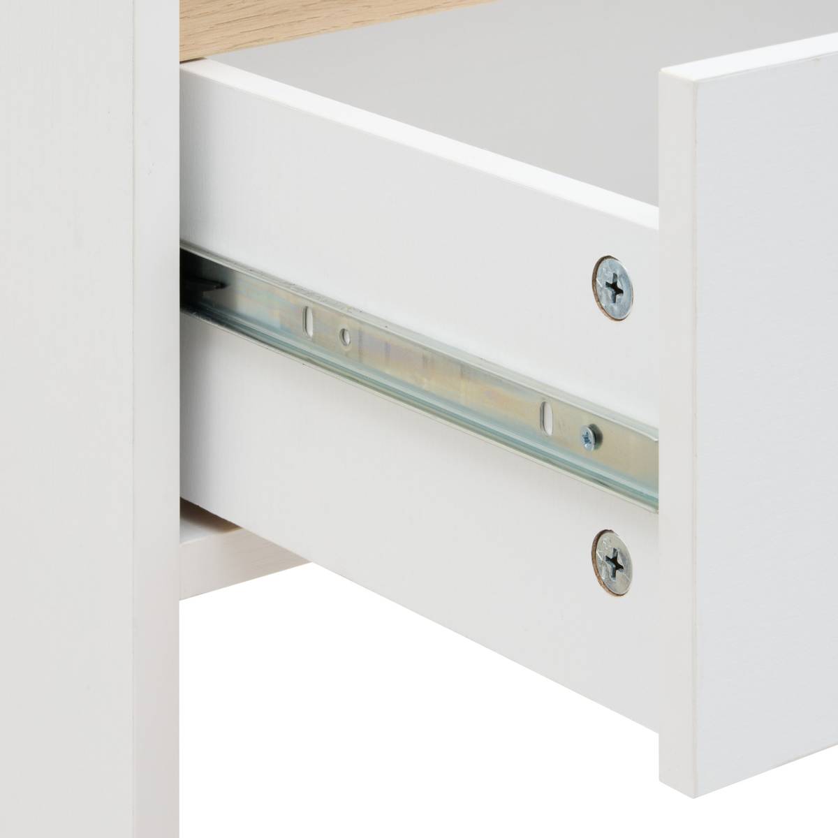 Console 2 tiroirs, 100x34 cm, blanc