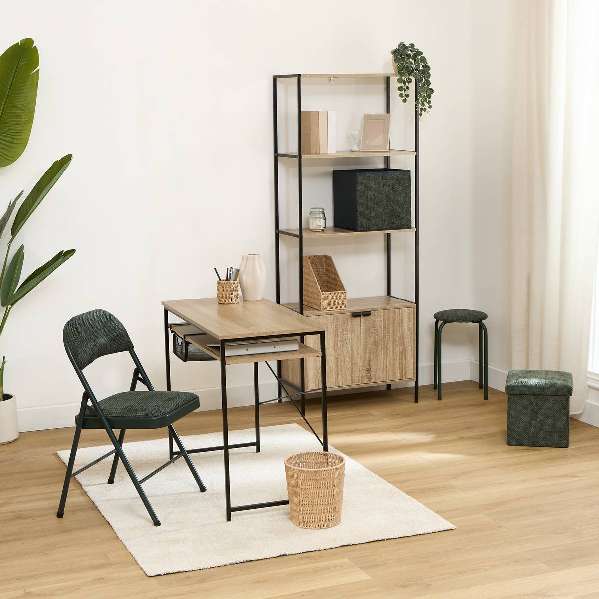 Tabouret empilable, d.38 cm, vert kaki Flexy