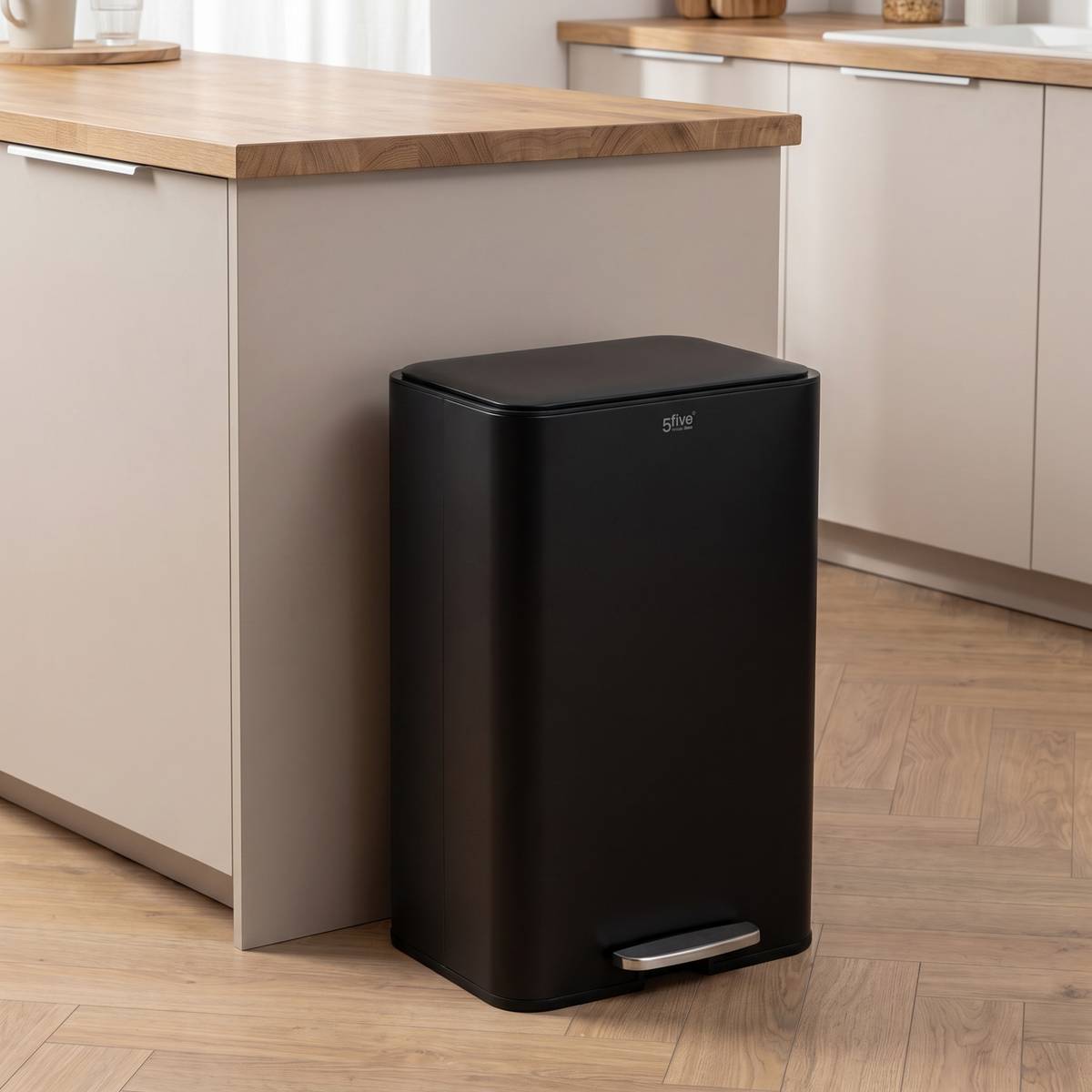 Poubelle manuelle, 50l, noir