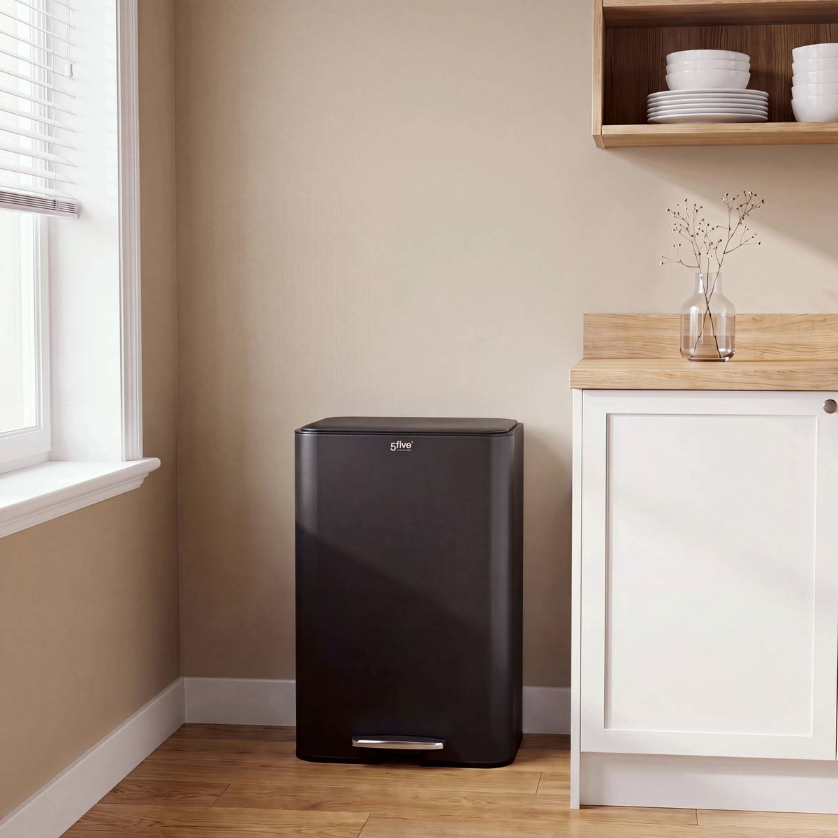 Poubelle manuelle, 50l, noir