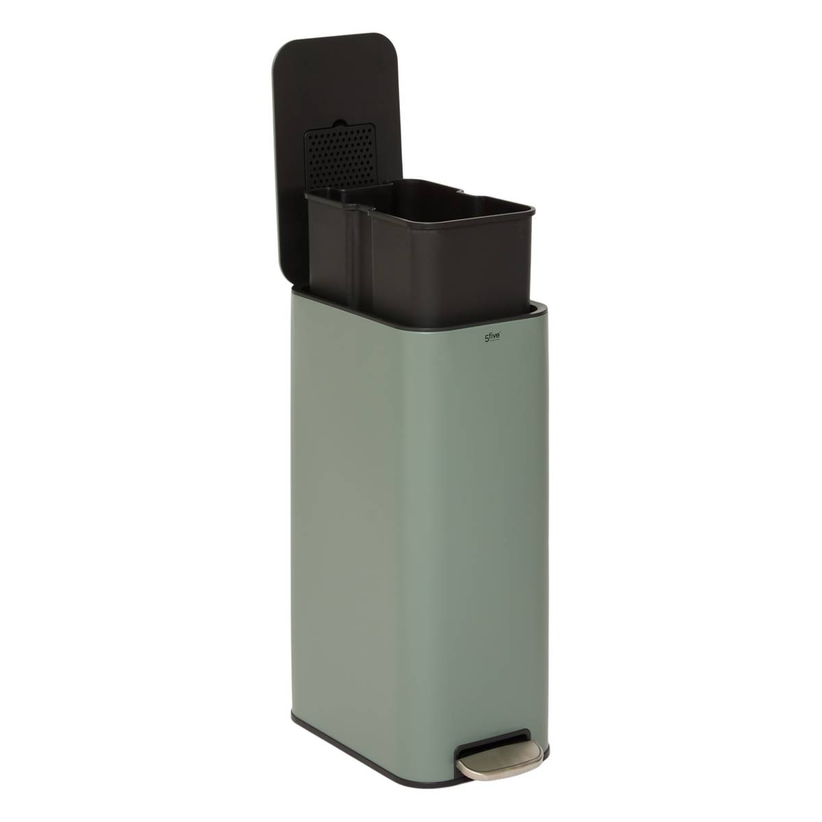 Poubelle manuelle slim, 30l, vert Delta