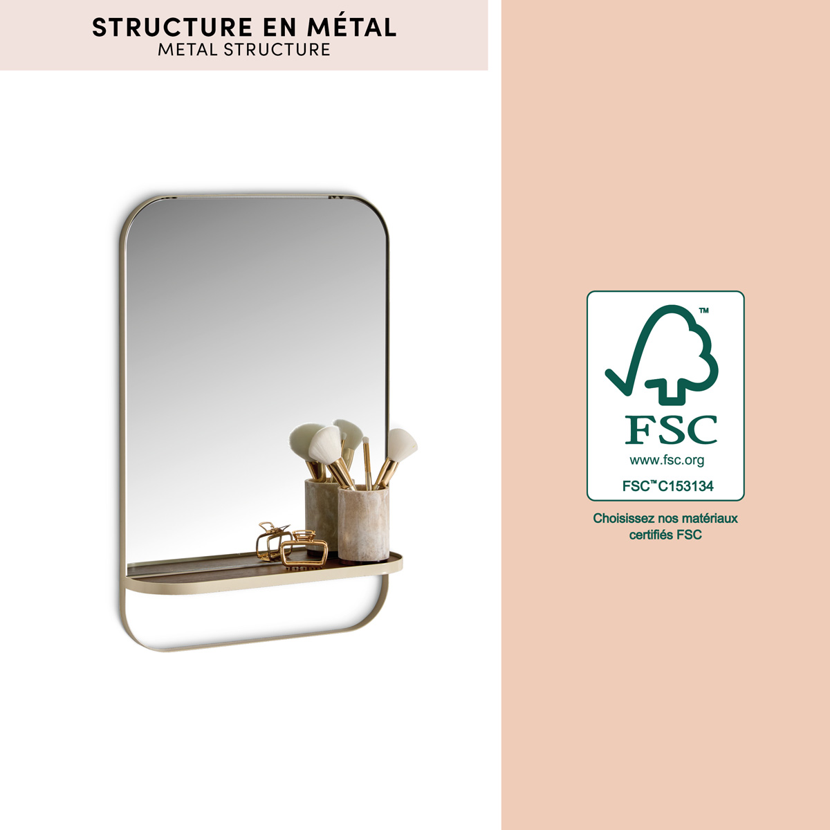 Miroir, 40x60 cm, beige Argileo