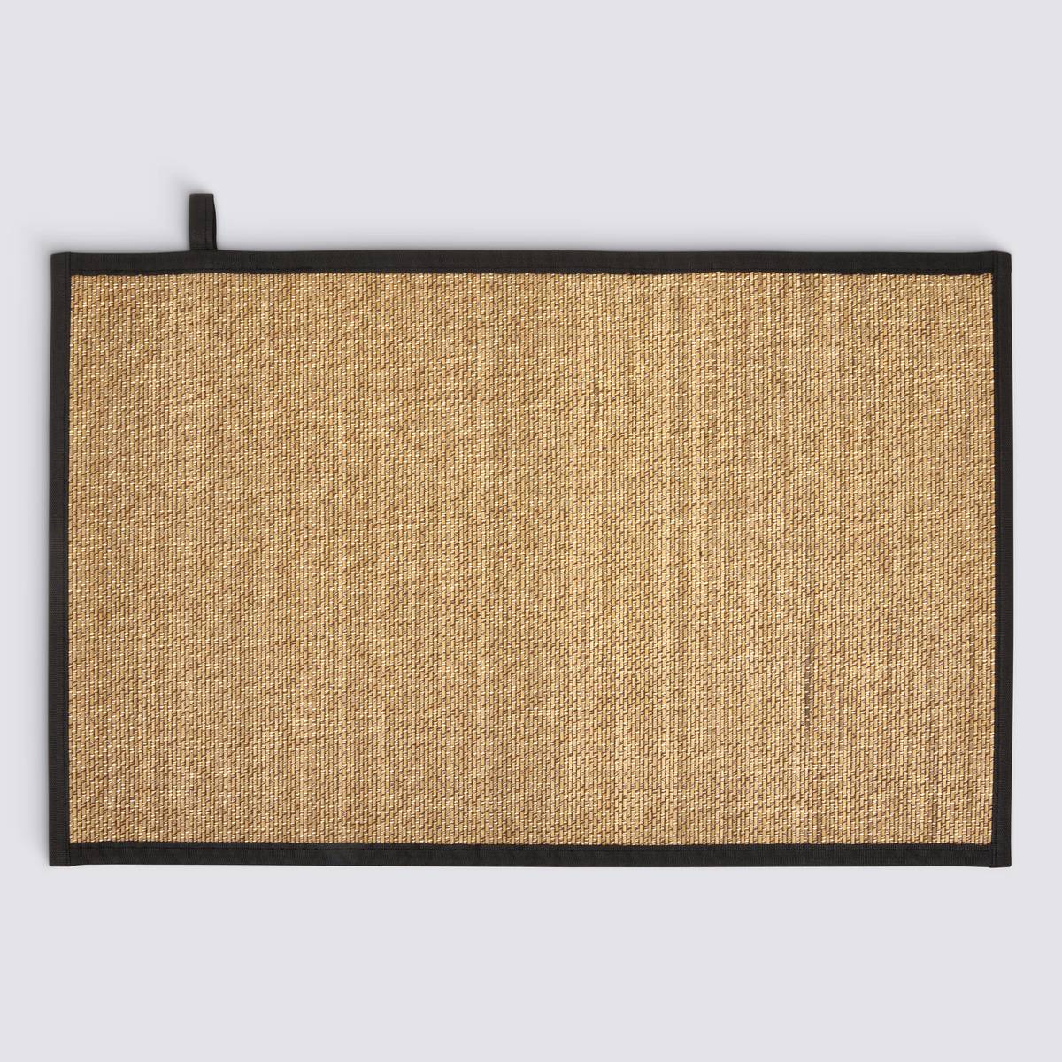 Tapis, bambou, 80x50 cm, beige et noir Stemy