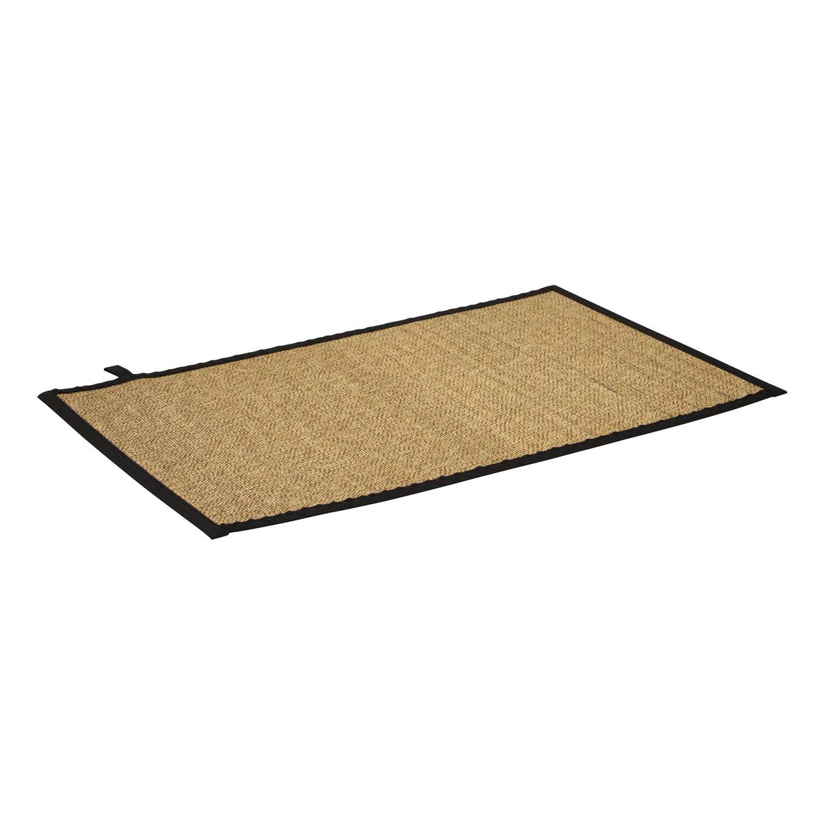 Tapis, bambou, 80x50 cm, beige et noir Stemy